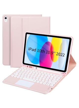 Compatible with iPad 10th 10.9 inch Generation 2022 Keyboard Case, with Arabic Intelligent Touch Trackpad Bluetooth Detachable Keyboard, Built in Pencil Holder-（Pink） - pzsku/Z325BEC8B9FBC0DF304B2Z/45/_/1727243229/bc9f56bb-39ea-435b-8e55-ad4af1dc5c7f