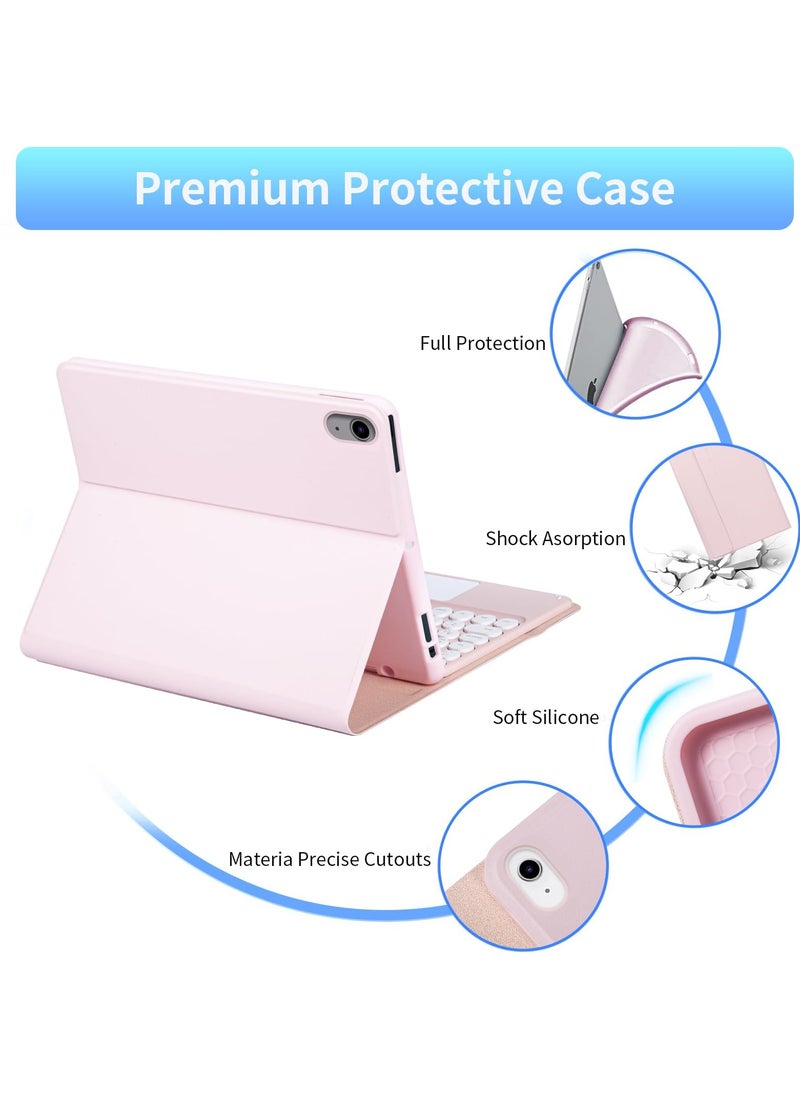 erorex Compatible with iPad 10th 10.9 inch Generation 2022 Keyboard Case, with Arabic Intelligent Touch Trackpad Bluetooth Detachable Keyboard, Built in Pencil Holder-（Pink）  - Image 4