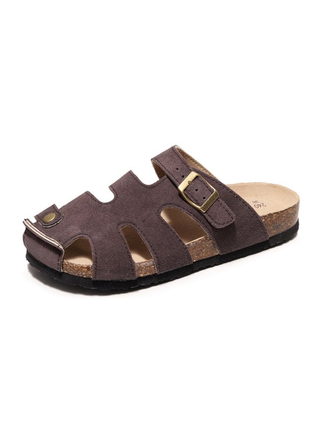 GUOLUOFEI Men's Fisherman Clog – Suede Slip-On Cork Sandals with Adjustable Buckle & Contoured Cork Footbed Slippers Half-Slippers Over Sized - Image 1