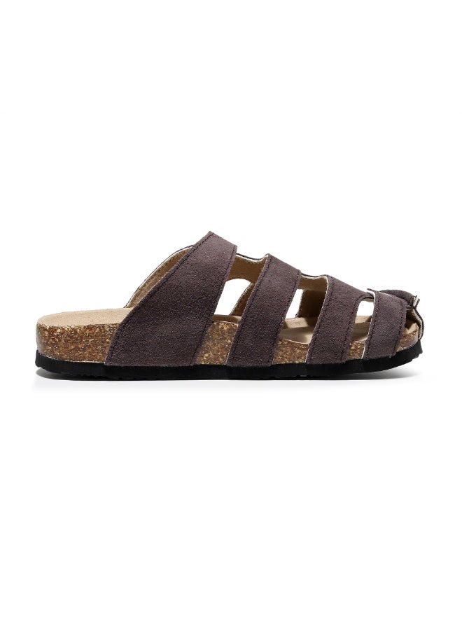 GUOLUOFEI Men's Fisherman Clog – Suede Slip-On Cork Sandals with Adjustable Buckle & Contoured Cork Footbed Slippers Half-Slippers Over Sized - Image 4