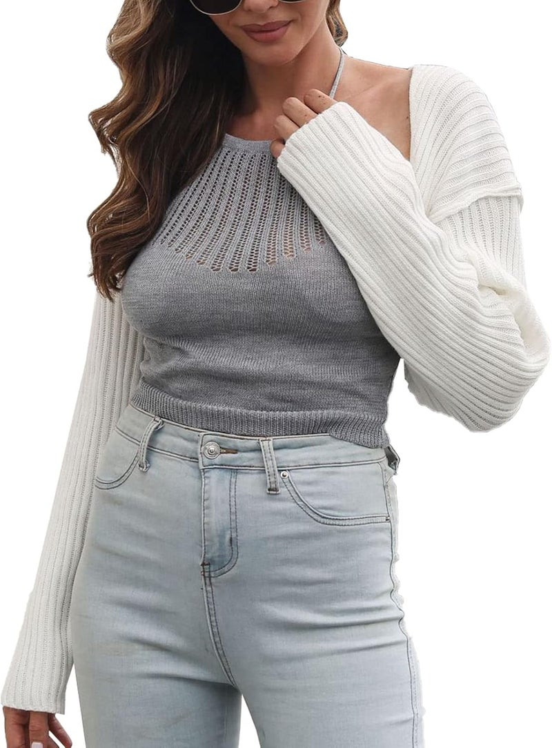 klarako Women Crop Cardigan Sweater Long Sleeve Open Front Loose Casual Short Top Lightweight Cropped Knitted Outerwear - Image 1