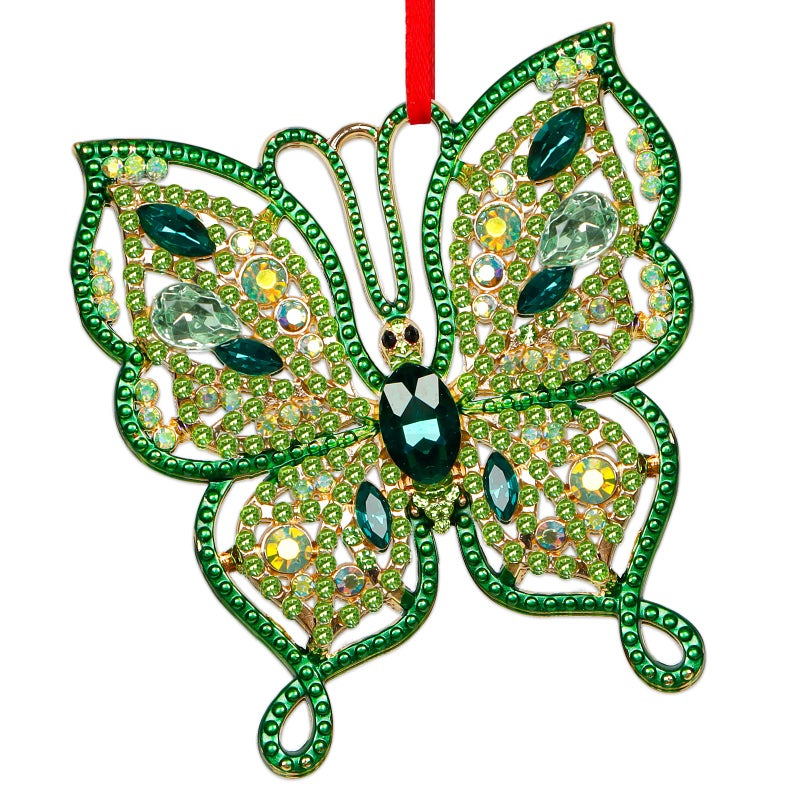 PETCEE Metal Butterfly Christmas Ornaments for Kids 2023 Green Monarch Butterfly Keepsake Christmas Tree Decorations Butterfly Hanging Ornaments Gifts for Women Girls Sisters