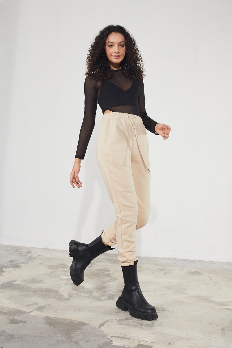 Twenty3 Women's Basic 3 Thread Raised Elastic Legs Thick Jogger Sweatpants  - Image 1