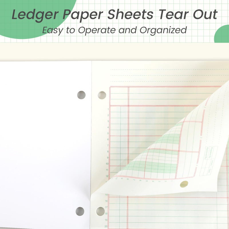 gisgfim 2 Pads 100 Sheets Columnar Analysis Pad 3 Hole Punch Accounting Ledger Book 8-1/2 x 11 Ledger Paper Pad Double Page Format Columnar Pads for Business Bookkeeping & Data(4 Column Ledger) - Image 5