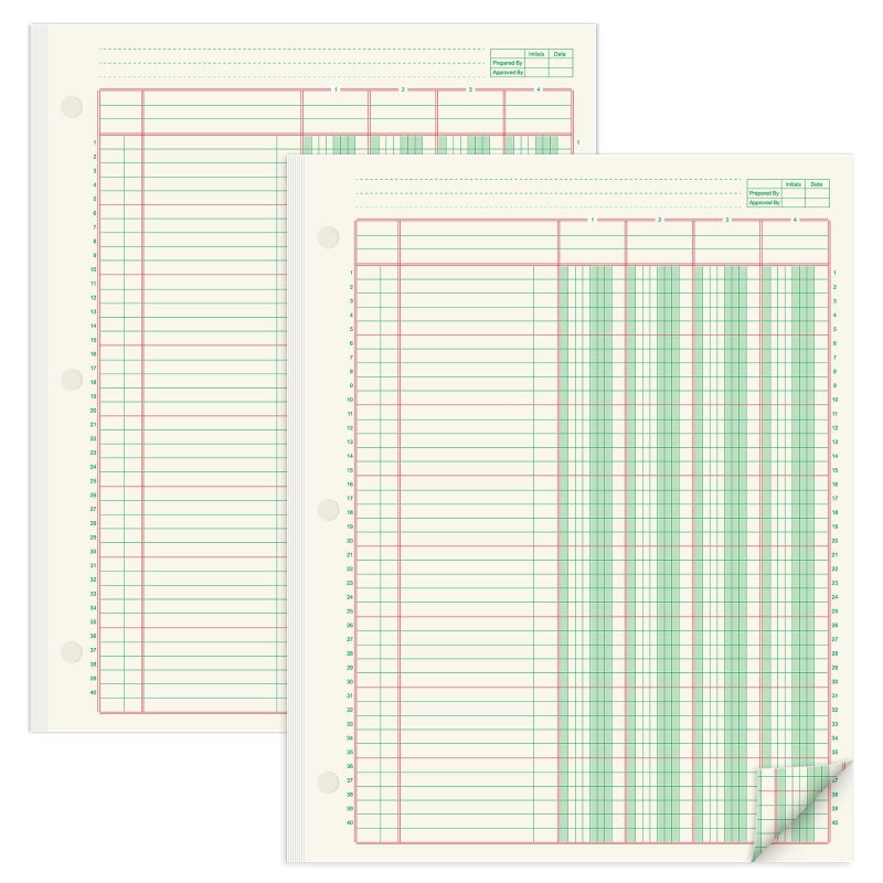 gisgfim 2 Pads 100 Sheets Columnar Analysis Pad 3 Hole Punch Accounting Ledger Book 8-1/2 x 11 Ledger Paper Pad Double Page Format Columnar Pads for Business Bookkeeping & Data(4 Column Ledger) - Image 1