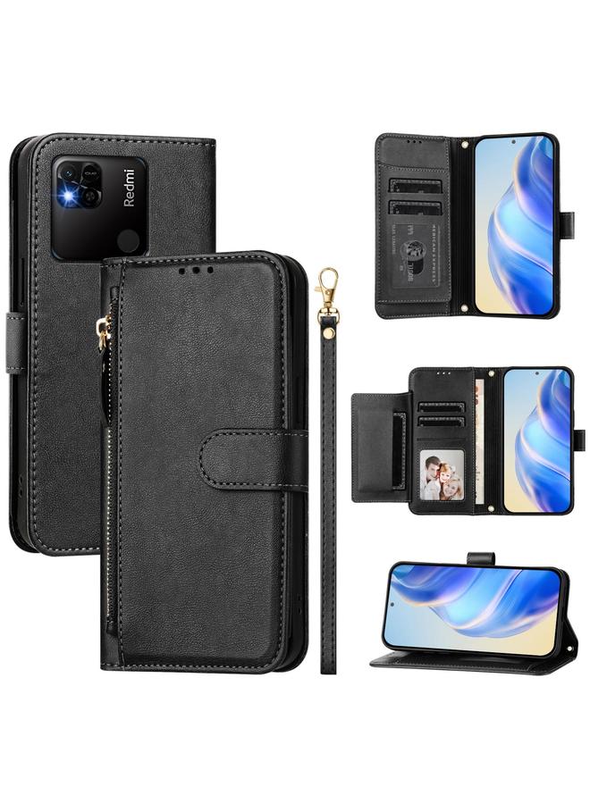 S-TOP Case For Redmi 10A / 9C Multi-Card Slots Zipper Wallet Leather Phone Case - Image 1