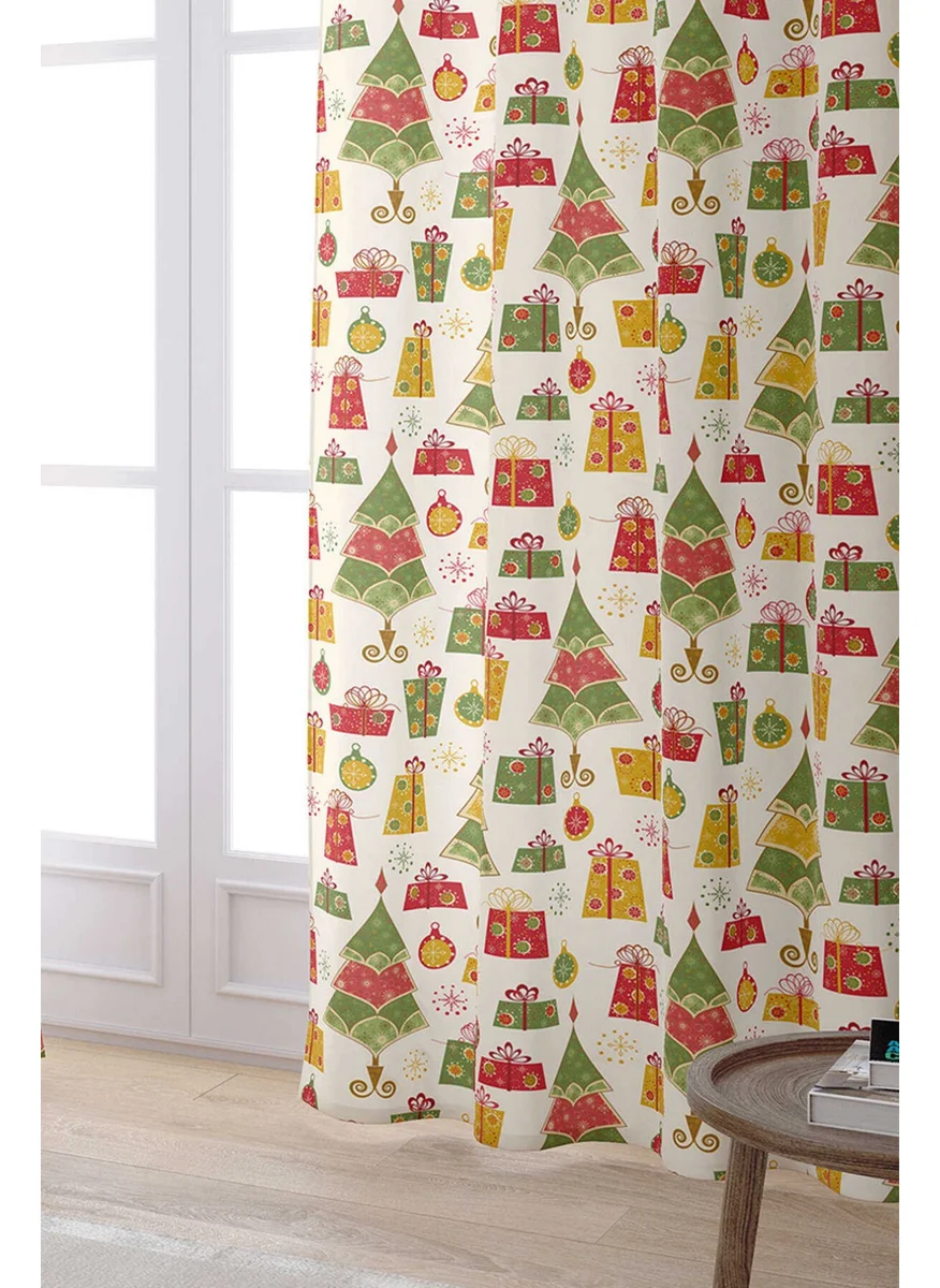 Cango Home Red Green New Year Themed Digital Printed Curtain CGH844-PR