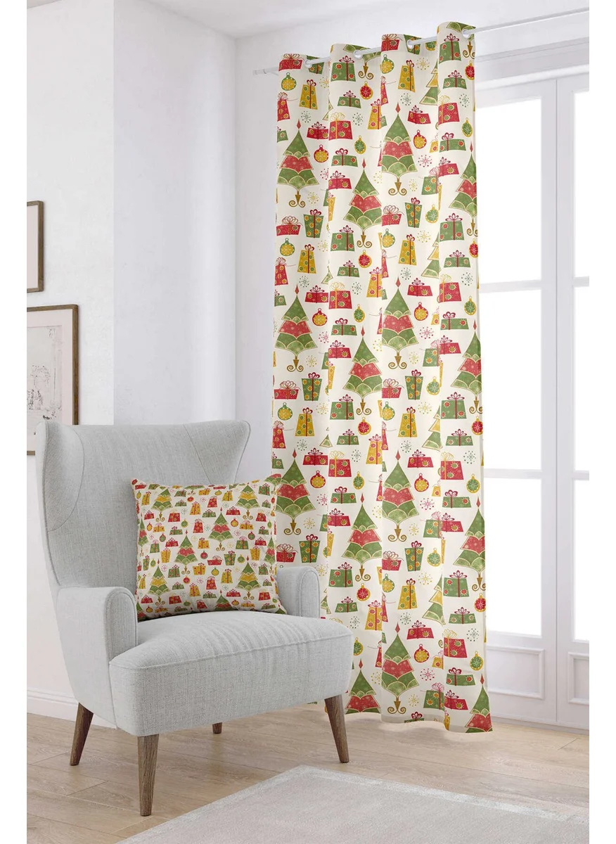 Cango Home Red Green New Year Themed Digital Printed Curtain CGH844-PR