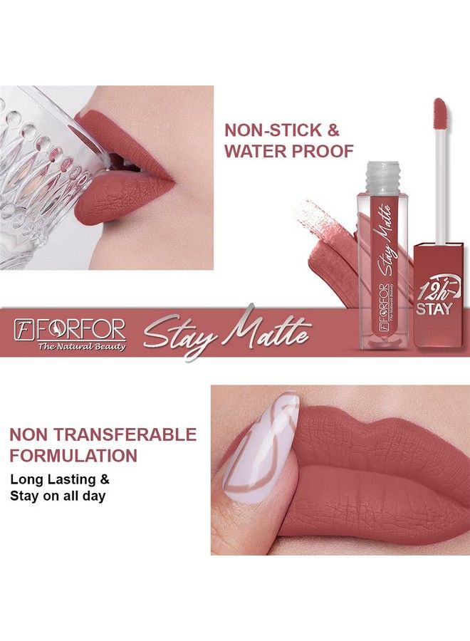 Forfor Stay Matte Long Lasting Mini Liquid Lipstick Waterproof (Peach Nude) - Image 5