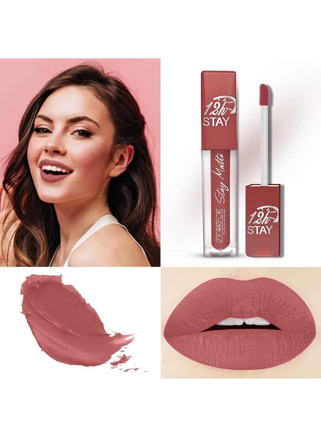 Forfor Stay Matte Long Lasting Mini Liquid Lipstick Waterproof (Peach Nude) - Image 4