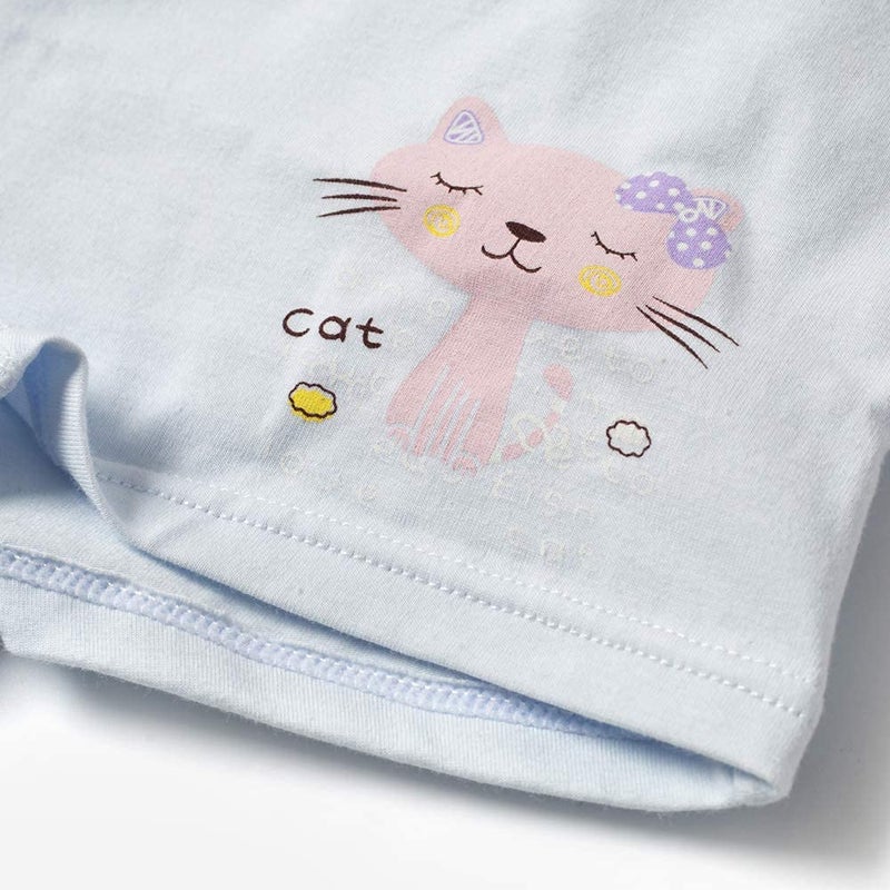 Core Pretty Little Girls Cotton Underwear Soft Toddler Boyshorts Kids Comfortable Boxer Briefs Nice Panties Cat Print Kitty Pattern (Flower Cat, 2-4T) - Image 3