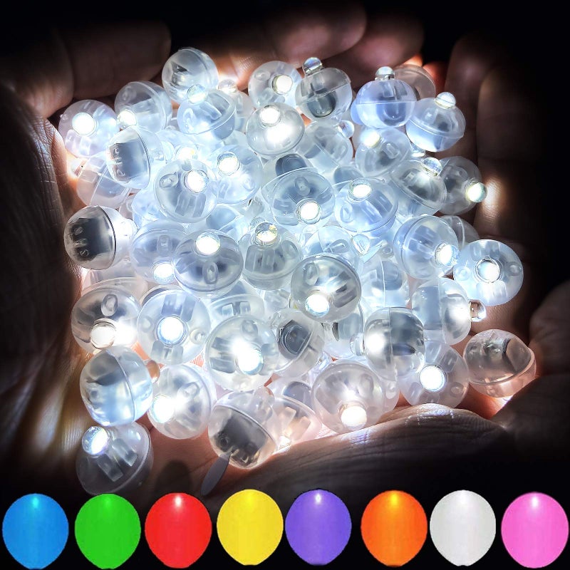 Aogist 100pcs White LED Balloon Light Tiny Light Mini Round Led Ball Lamp for Paper Lantern Balloon Indoor Outdoor Event Fun Halloween Christmas Party Wedding Decoration Supplies - Image 2