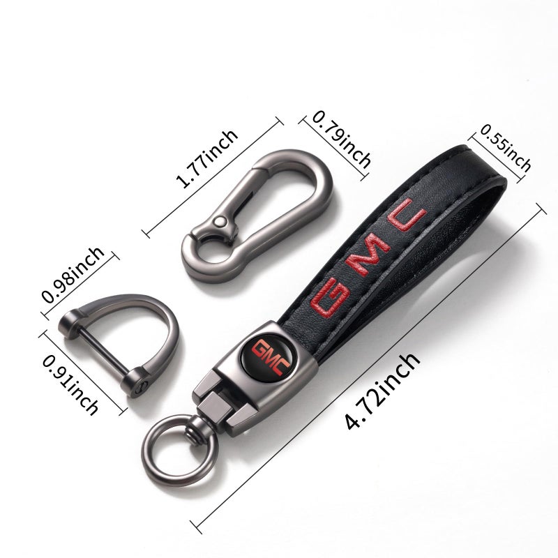 BFIVEANTE leather car keychain set for GMC men and women family present keychain key ring lanyard accessories (black) - Image 2