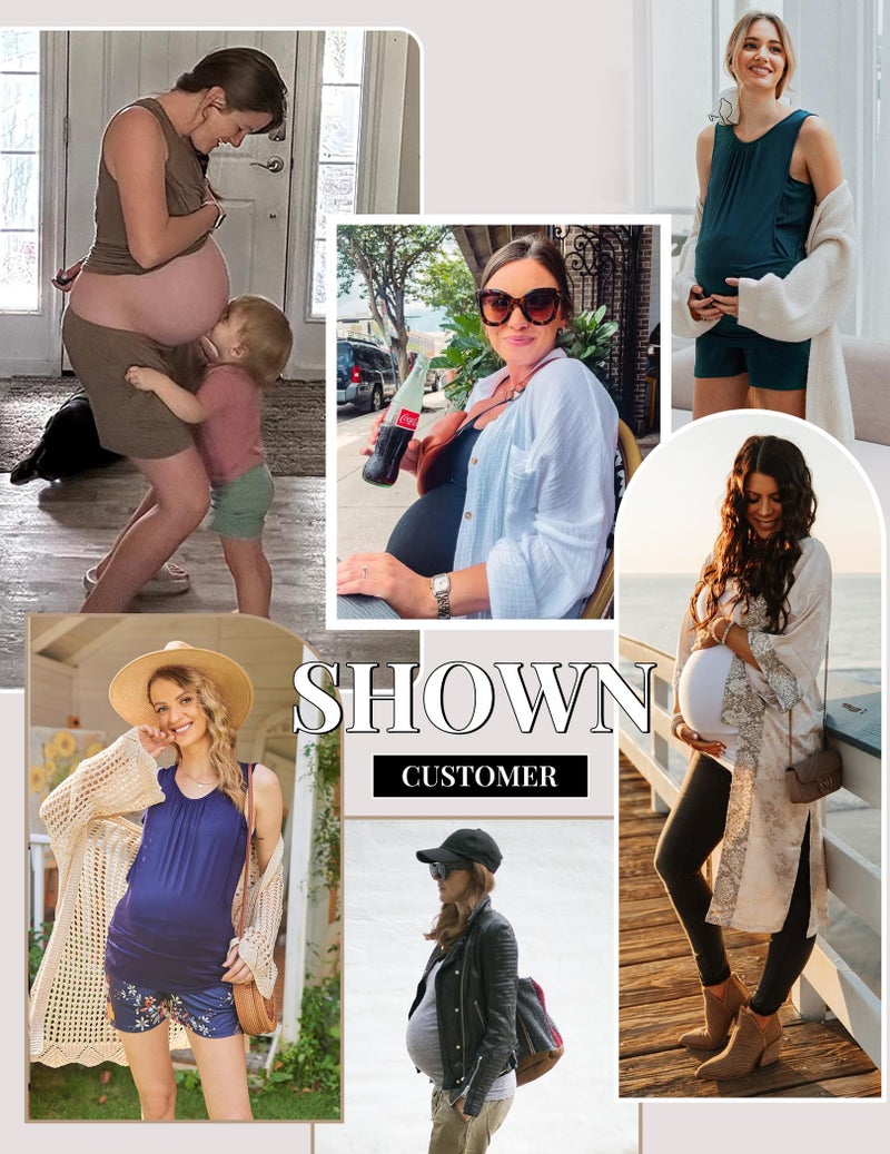 إكواير Sleeveless Maternity Women Top Nursing Pajamas Set Side Ruched Maternity Pj Set Nursing Pjs Set for Pregnant Wear Floral Navy Blue M - Image 5