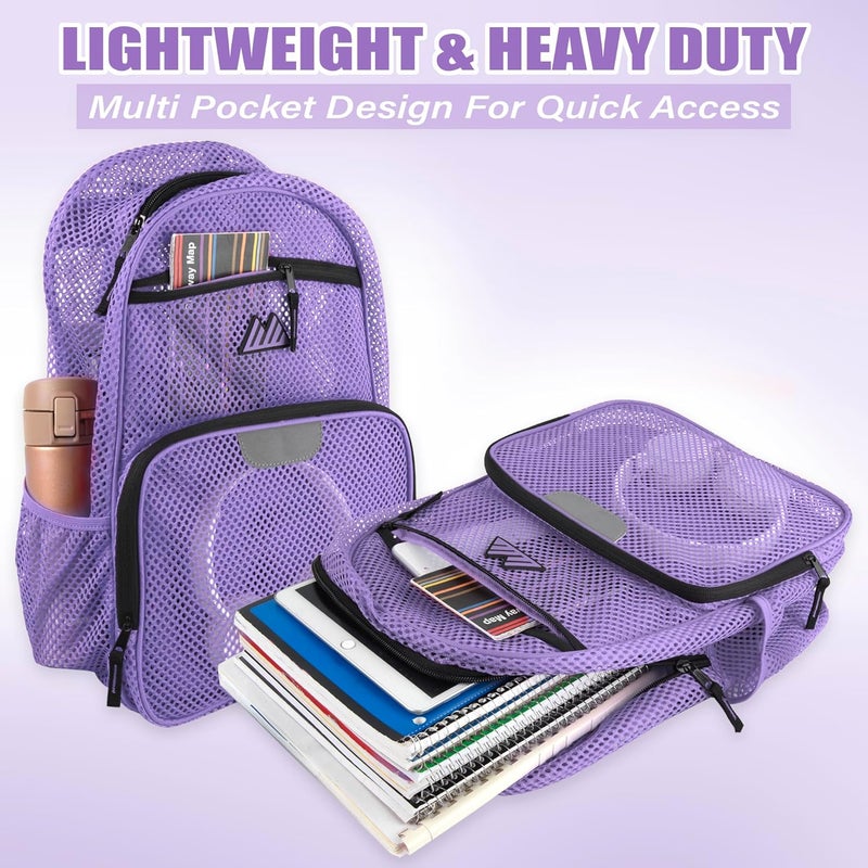 Summit Ridge Reflective Mesh School Backpack for Teens, Girls, Boys | Wire Frame Mesh Beach Backpack XL with Zipper (Purple) - Image 3
