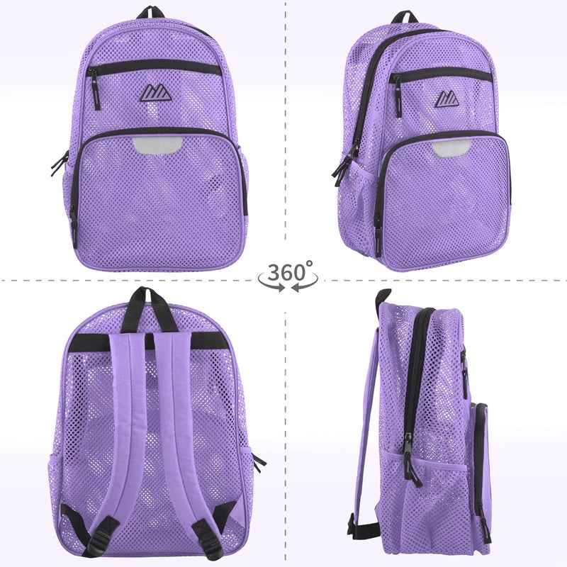 Summit Ridge Reflective Mesh School Backpack for Teens, Girls, Boys | Wire Frame Mesh Beach Backpack XL with Zipper (Purple) - Image 4