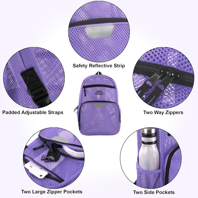 Summit Ridge Reflective Mesh School Backpack for Teens, Girls, Boys | Wire Frame Mesh Beach Backpack XL with Zipper (Purple) - Image 2