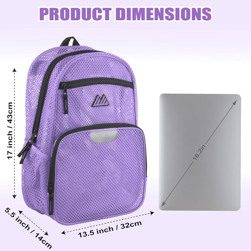 Summit Ridge Reflective Mesh School Backpack for Teens, Girls, Boys | Wire Frame Mesh Beach Backpack XL with Zipper (Purple) - Image 5