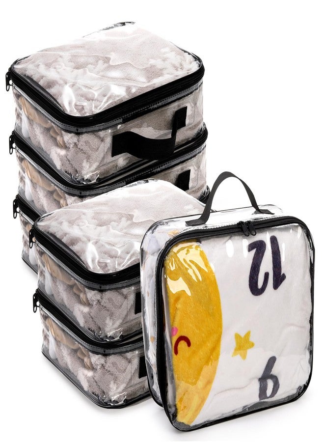 Fasmov فاسموف 6 عبوات كبيرة واضحة لتعبئة السفر، منظم PVC شفاف، أكياس تخزين بسحاب من الفينيل متعددة الاستخدامات مع مقبض لحقيبة السفر، السراويل، الكشمير، السترات، تخزين القمصان والفساتين - Image 3