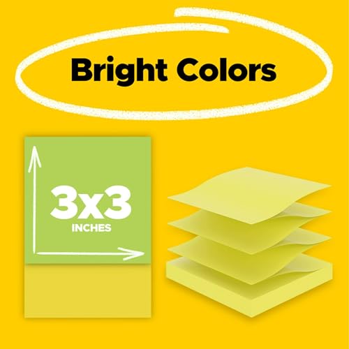 Post It Post-it Pop-up Notes, 3 Sticky Note Pads, 3 x 3 in., School Supplies, Office Products, Accordion Sticky Notes Work with Pop-Up Note Dispenser, Green and Yellow Colors - Image 2