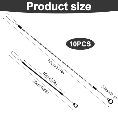 Tinoaly 10pcs Pen Lanyards Elastic Lanyard Tether with Silicone Rings Retractable Stylus Tether Clipboard Pen Strap Tablet Holder AntiLose Leash for Tethering Stylus to Touchscreen - Image 3