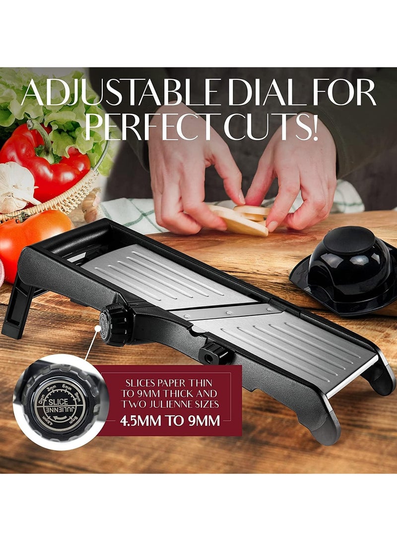 AROAQ Mandoline Food Slicer Adjustable Stainless Steel with Waffle Fry Cutter Crinkle Cut Potato Chip Vegetable Onion - Image 4