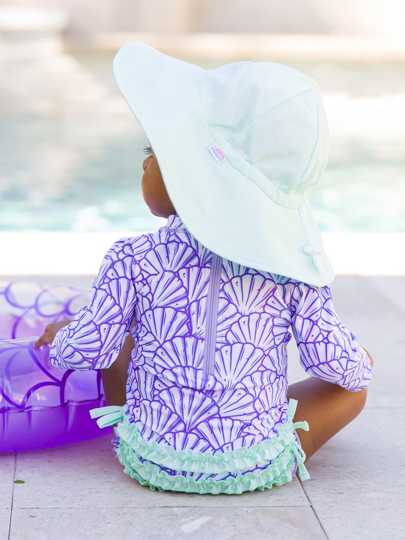 RuffleButts Baby Girls UPF 50+ Sun Protection Novelty Print Long Sleeve One Piece Rash Guard Swimsuit with Zipper - Magical Mermaid, 2T - Image 5