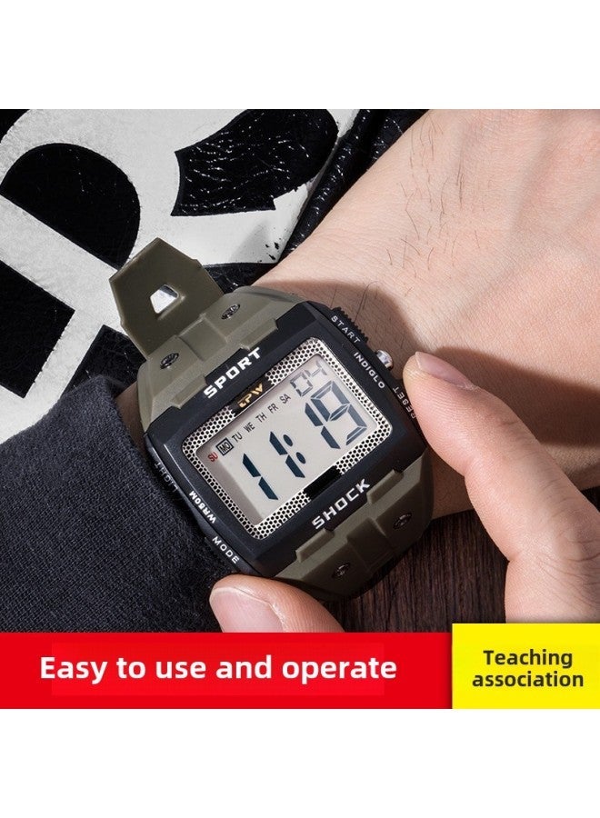 Generic TPW50 M Swimming Waterproof Large Digital Sports Electronic Watch Luminous Men's Youth Multi-function Fashion-Display Accuracy:Camouflage  - Image 1
