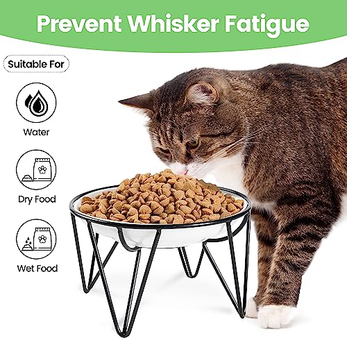Kitwinney Ceramic Cat Bowls, 2 Pack - Raised, Whisker Friendly, Anti-Vomiting Cat Food Plates - Hygienic, Secure Material, Elegant Stand, 10 oz, for Indoor Cats & Kittens - Image 4