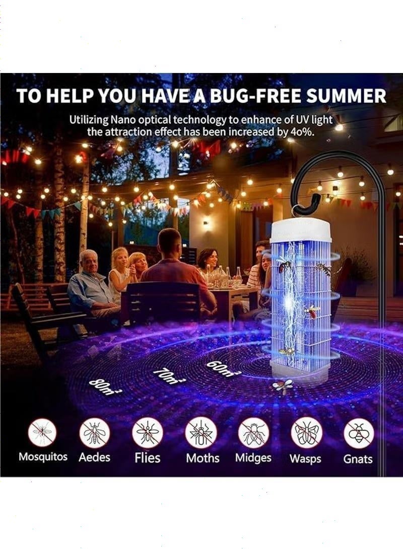 بوميفار صاعق كهربائي لقتل البعوض - صاعق حشرات قاتل للحشرات في الأماكن المغلقة/المفتوحة مع صينية تجميع وضوء الأشعة فوق البنفسجية | مصيدة ذباب آمنة للأطفال وخالية من المواد الكيميائية - Image 3