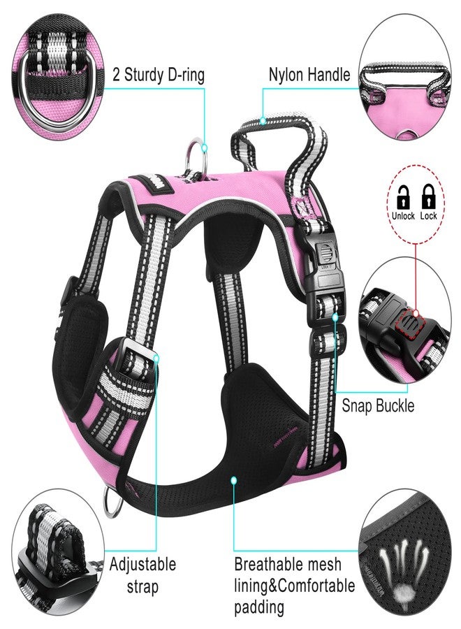 WINSEE Dog Harness No Pull, Pet Harnesses with Dog Collar, Adjustable Reflective Oxford Outdoor Vest, Front/Back Leash Clips for Small, Medium, Large, Extra Large Dogs, Easy Control Handle for Walking - Image 4