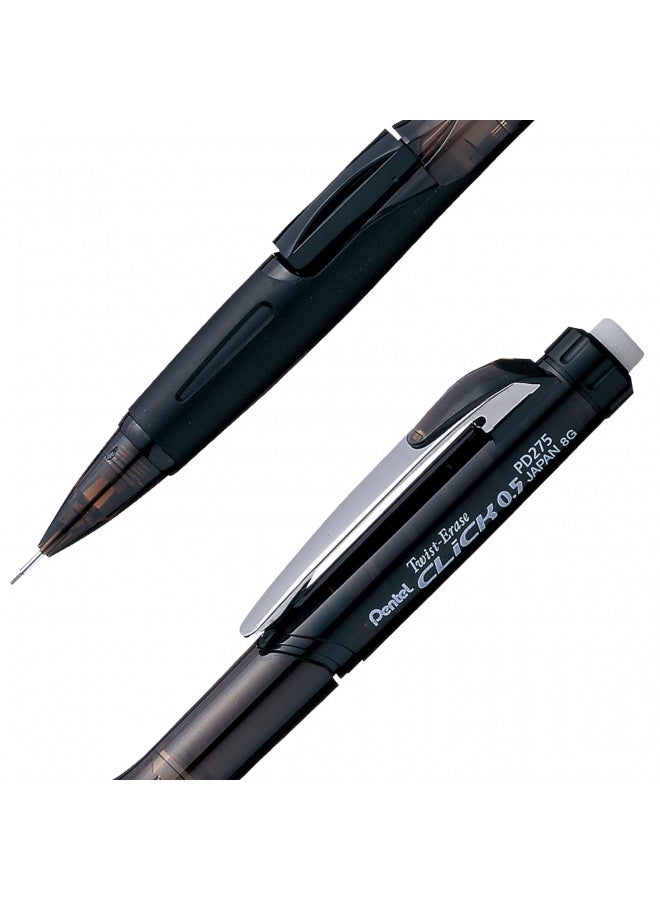 Pentel Pentel Twist Erase CLICK Mechanical Pencil, Pack of 12, 0.5mm, Clear Barrel, Black Grip (PD275TA) - Image 3
