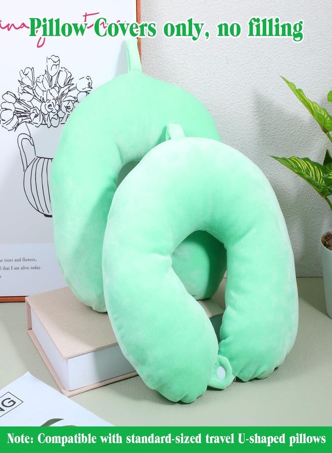 Zelphvt 2 Pcs Travel Pillow Cover, Reusable Green U Shaped Pillow Case Washable Soft and Smooth Airplane Travel Pillows Case Cover (Only Pillows Covers, No Filler) - Image 4