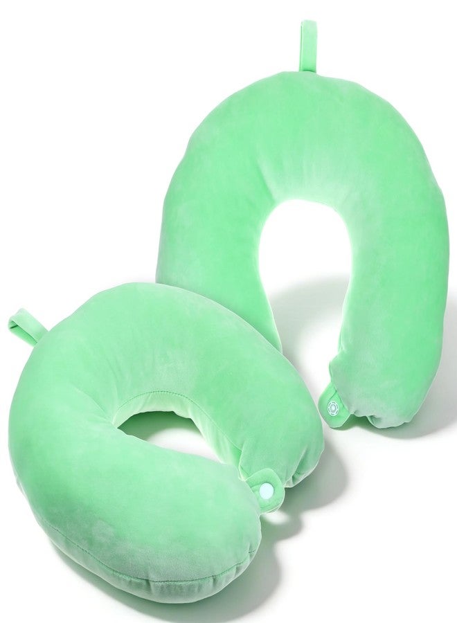 Zelphvt 2 Pcs Travel Pillow Cover, Reusable Green U Shaped Pillow Case Washable Soft and Smooth Airplane Travel Pillows Case Cover (Only Pillows Covers, No Filler) - Image 1