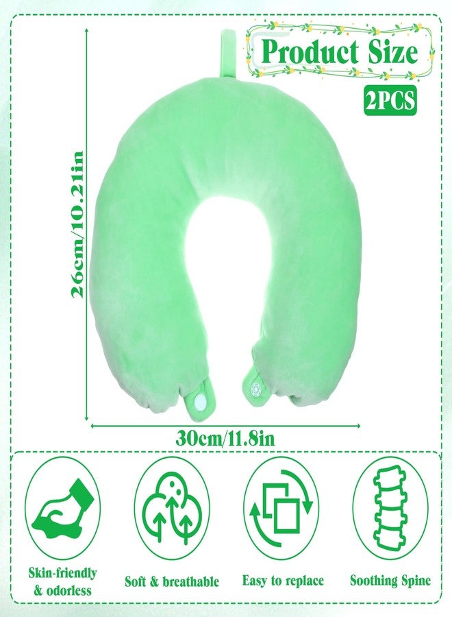 Zelphvt 2 Pcs Travel Pillow Cover, Reusable Green U Shaped Pillow Case Washable Soft and Smooth Airplane Travel Pillows Case Cover (Only Pillows Covers, No Filler) - Image 3