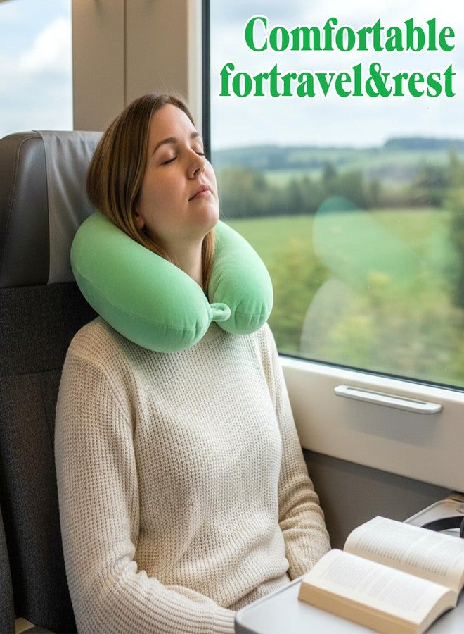 Zelphvt 2 Pcs Travel Pillow Cover, Reusable Green U Shaped Pillow Case Washable Soft and Smooth Airplane Travel Pillows Case Cover (Only Pillows Covers, No Filler) - Image 2