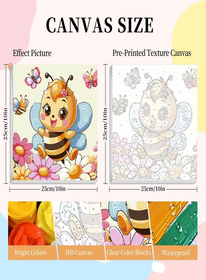 Camocin Framed Paint by Numbers Kit for Kids Ages 4-12 - Bee Theme DIY Acrylic Painting Set with Frame for Beginners, Complete Art Kit with Canvas, Brushes & Paints - 10x10 Inch Home Decor Gift - Image 3