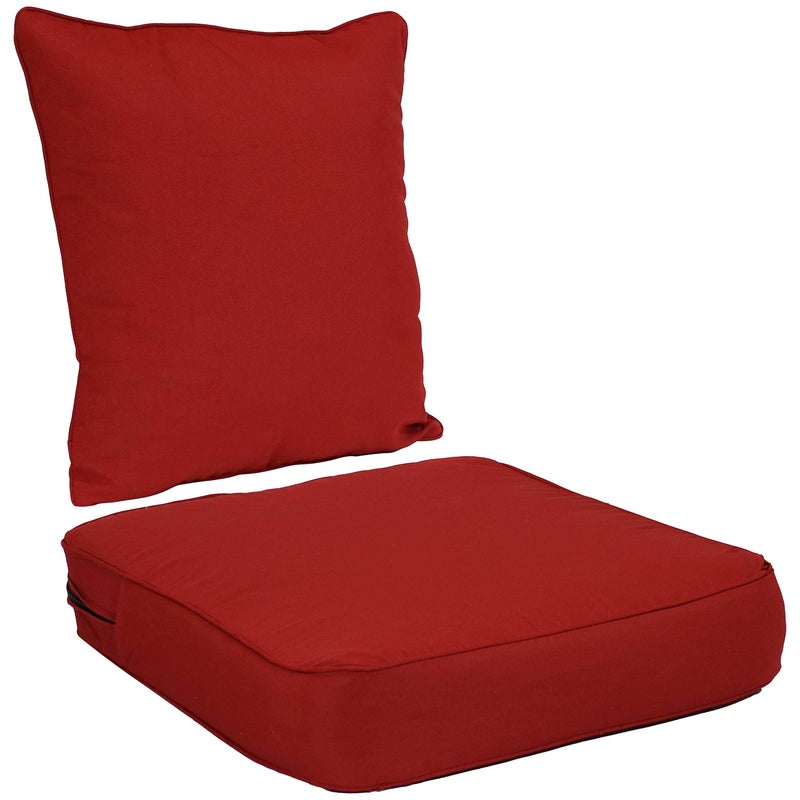 Sunnydaze Sunnydaze 2Piece Outdoor Back and Seat Cushion Set for Deep Seating Patio Chair  Red