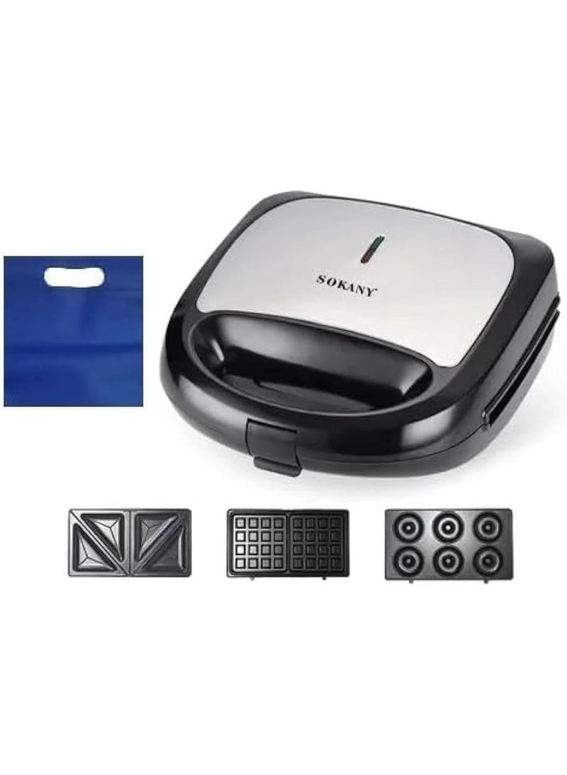 sokany Sokany KJ-302 3 in 1 Sandwich and Waffle Maker, Black, 750W_ 1 Year Warranty  - Image 2
