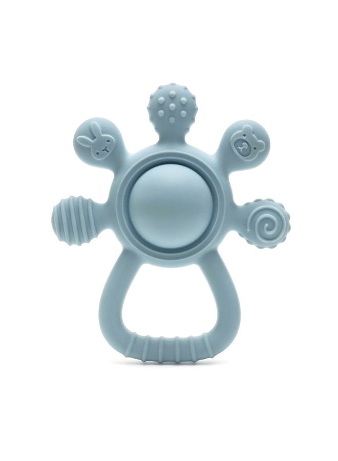 Mini Treasures BPA Free Silicone Baby Teething Toys| Baby Hand Teether Mitten for Sucking Needs| Baby Chew Toys Hand Pacifier for Soothing Teething Pain Relief - Blue - Image 1