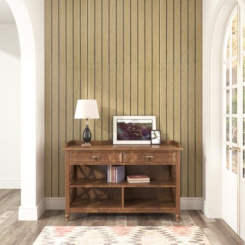 STICKEEP Neutral Peel and Stick Wood Panels for Walls 3D Textured Faux Wood Acoustic Wall Panels Self Adhesive Soundproof Wooden Slats Panelling Wallpaper for Bedroom Living Room Studio 11.8"x118" - Image 3