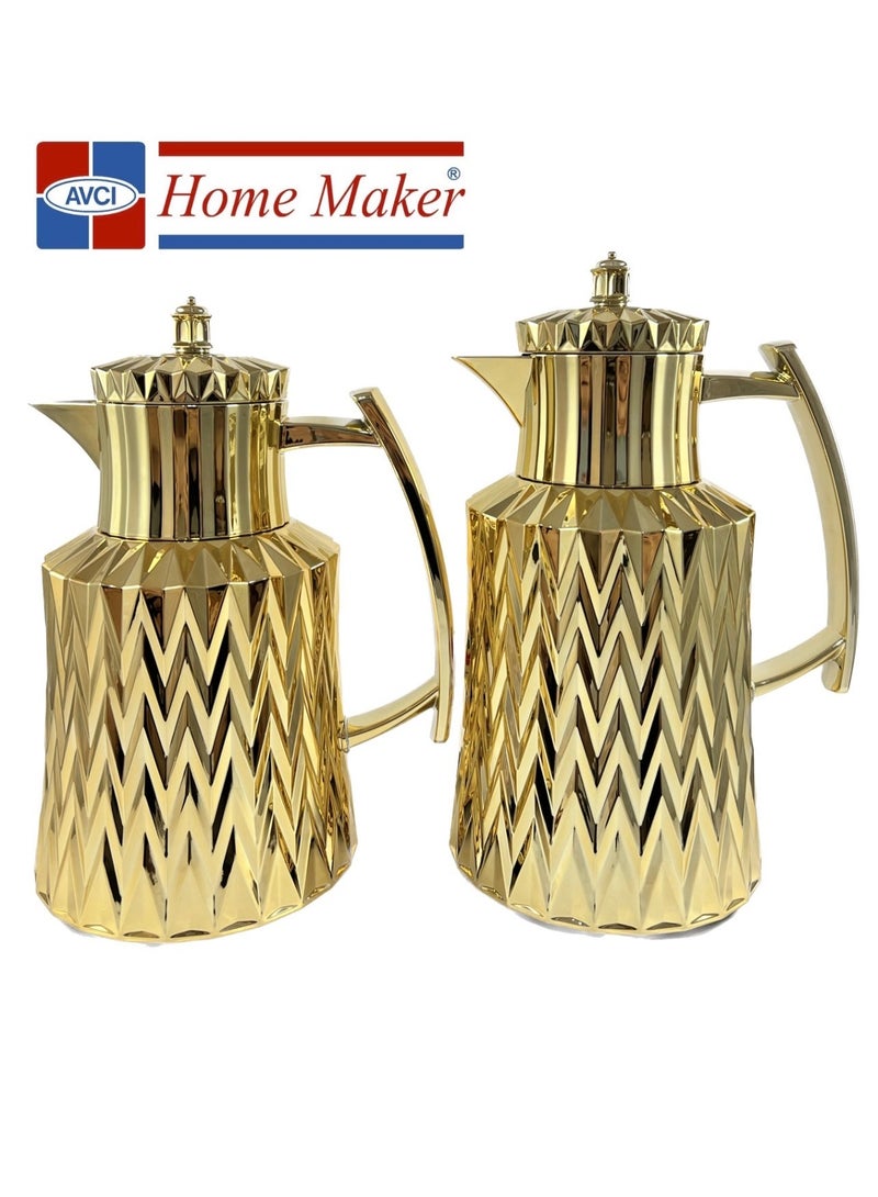 Home Maker 2-Piece  Tea & Coffee Flask, Gold - Image 1