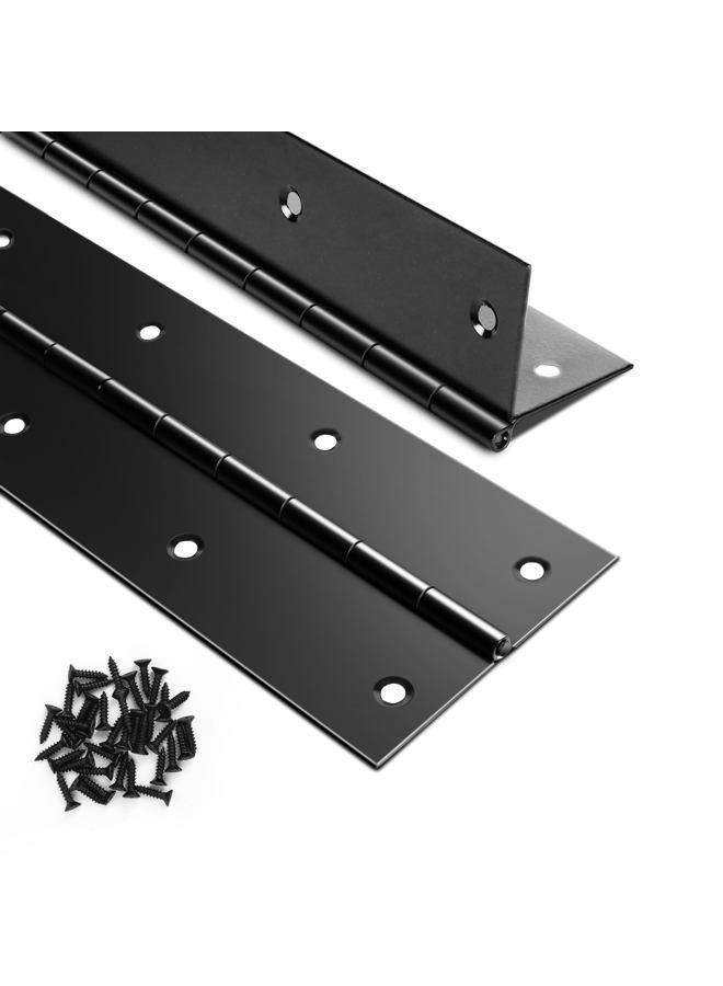 GRRONZEE Black Piano Hinge 48 Inch x 3 Inch Heavy Duty Stainless Steel Piano Hinge Continuous Hinge for Cabinet, Door, DIY Wood Boxes, 0.05" Leaf Thickness - Image 1