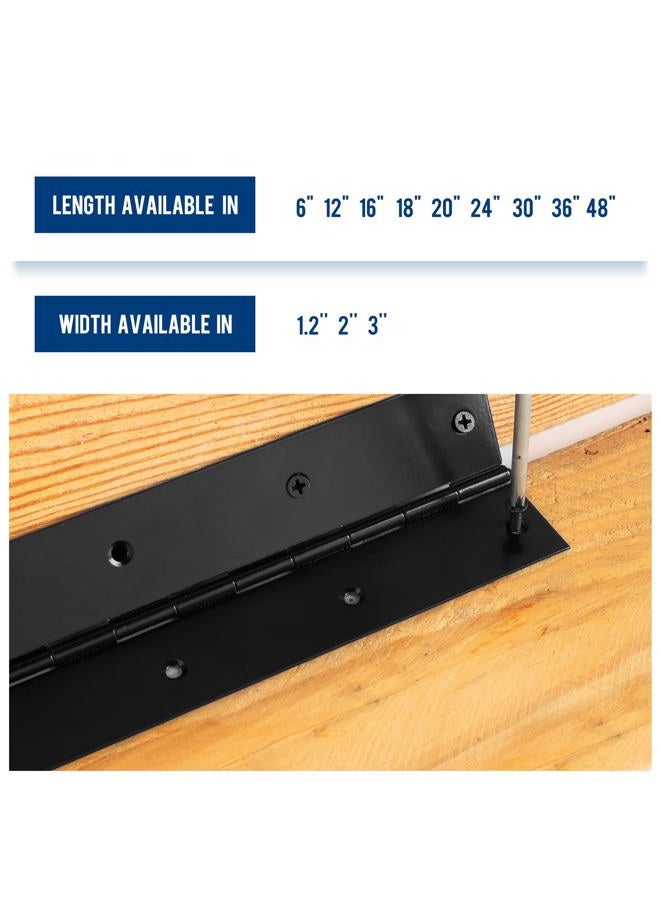 GRRONZEE Black Piano Hinge 48 Inch x 3 Inch Heavy Duty Stainless Steel Piano Hinge Continuous Hinge for Cabinet, Door, DIY Wood Boxes, 0.05" Leaf Thickness - Image 4