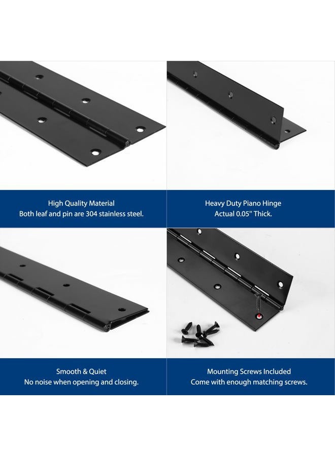 GRRONZEE Black Piano Hinge 48 Inch x 3 Inch Heavy Duty Stainless Steel Piano Hinge Continuous Hinge for Cabinet, Door, DIY Wood Boxes, 0.05" Leaf Thickness - Image 5