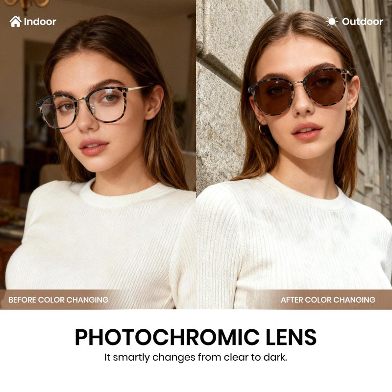 Cyxus Blue Light Glasses Photochromic Lens for Women, Fashionable Computer Glasses on Office Reduce Eye Strain Anti Migraine Great for Working Reading - Image 3