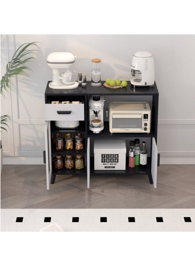 Kitchen Pantry Storage Cabinet, Compact Sideboard Cabinet with Microwave Oven Stand, Drawer and Dust proof Doors, Buffet Cabinet with Open Storage Shelves for Home, Office, Dining Room, Coffee Station(ZWG014) - Image 2