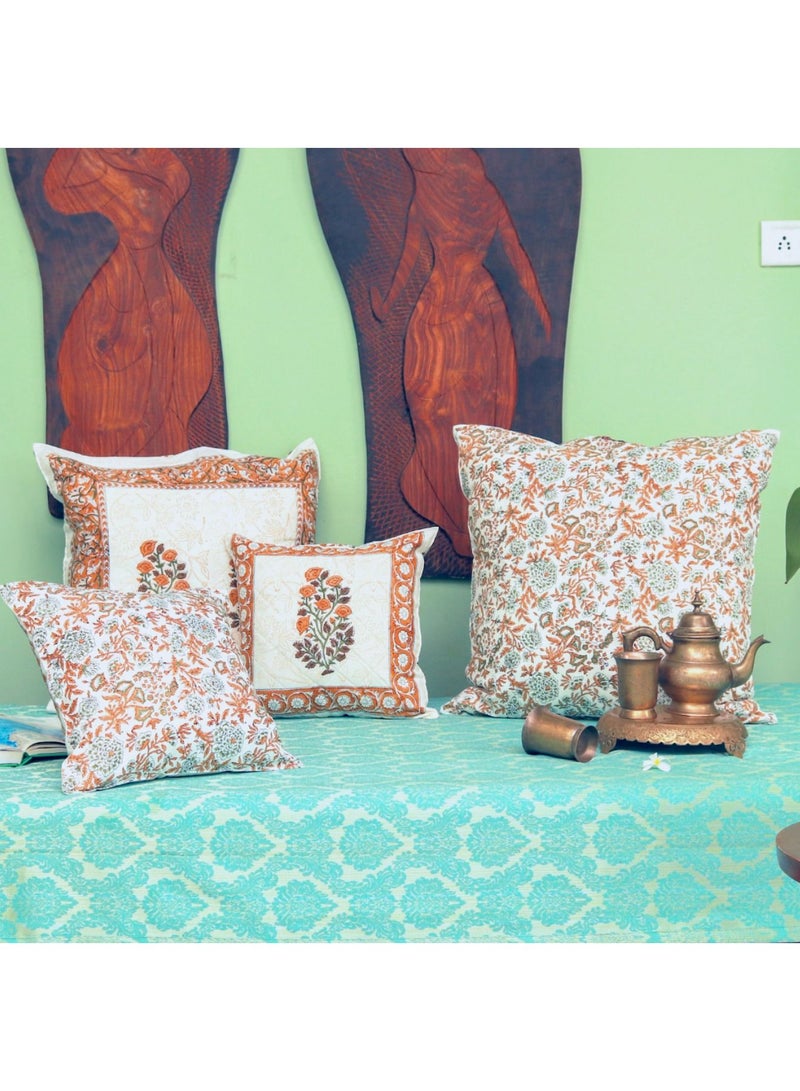OJARIYA Non-Allergenic Hand Block Printed Premium Organic Cotton Cushion Cover 40x40 Cm Light Brown - Image 5