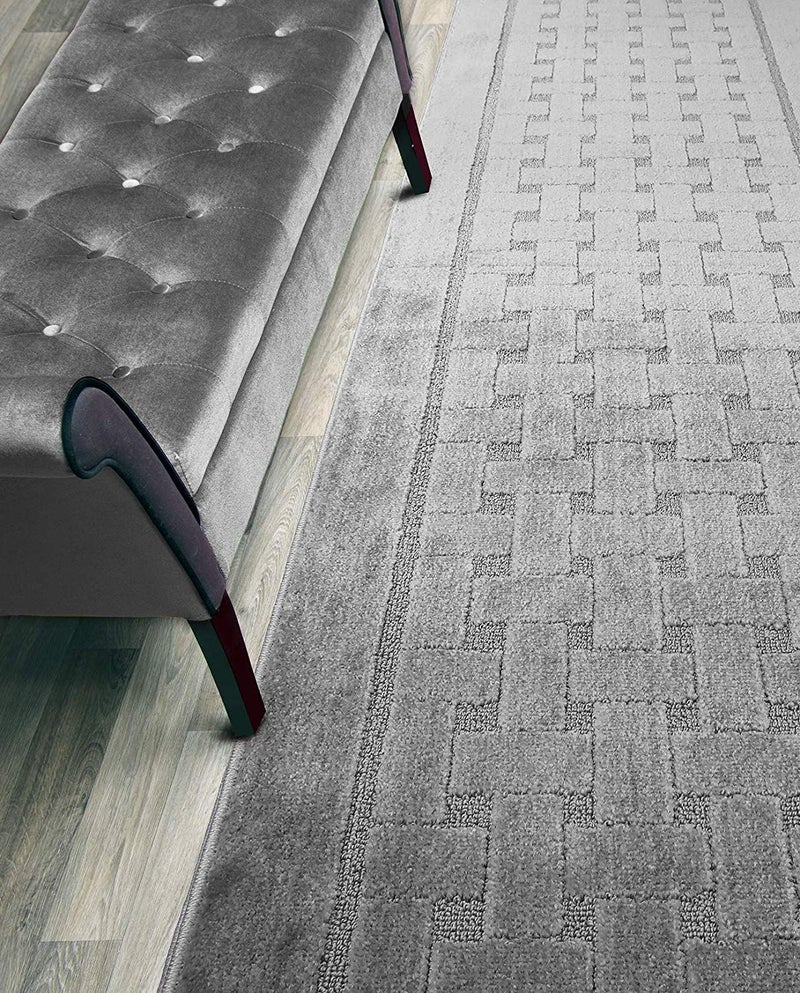 8 ft Long Grey NonSlip Washable Carpet Runner Rug with Rubber Backing Custom Floor Mat for Kitchen Hallway Stairs Bedroom Bathroom Entryway Your Choice of Length 26 X 8