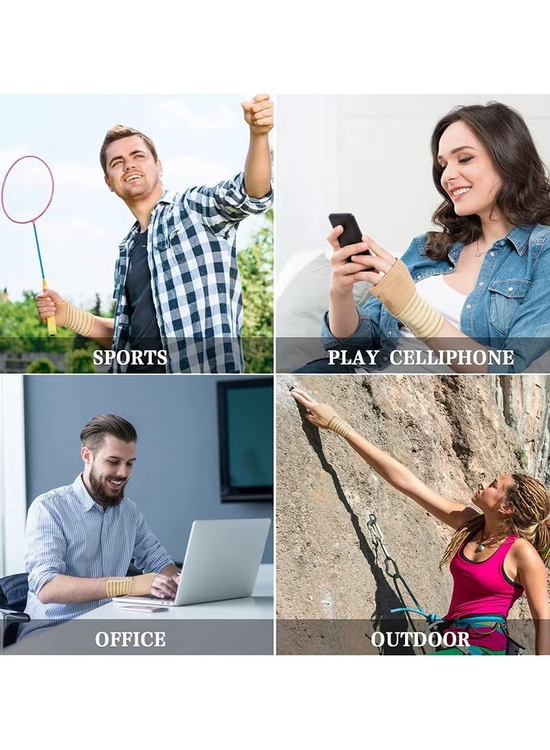 Wrist Brace, Elastic Wrist Support with Strap, Ideal for Sprains, Injury or Sports Use with no Metal bar, Support Without inhibiting Flexibility, Left or Right, Beige, 2Pcs - Image 5